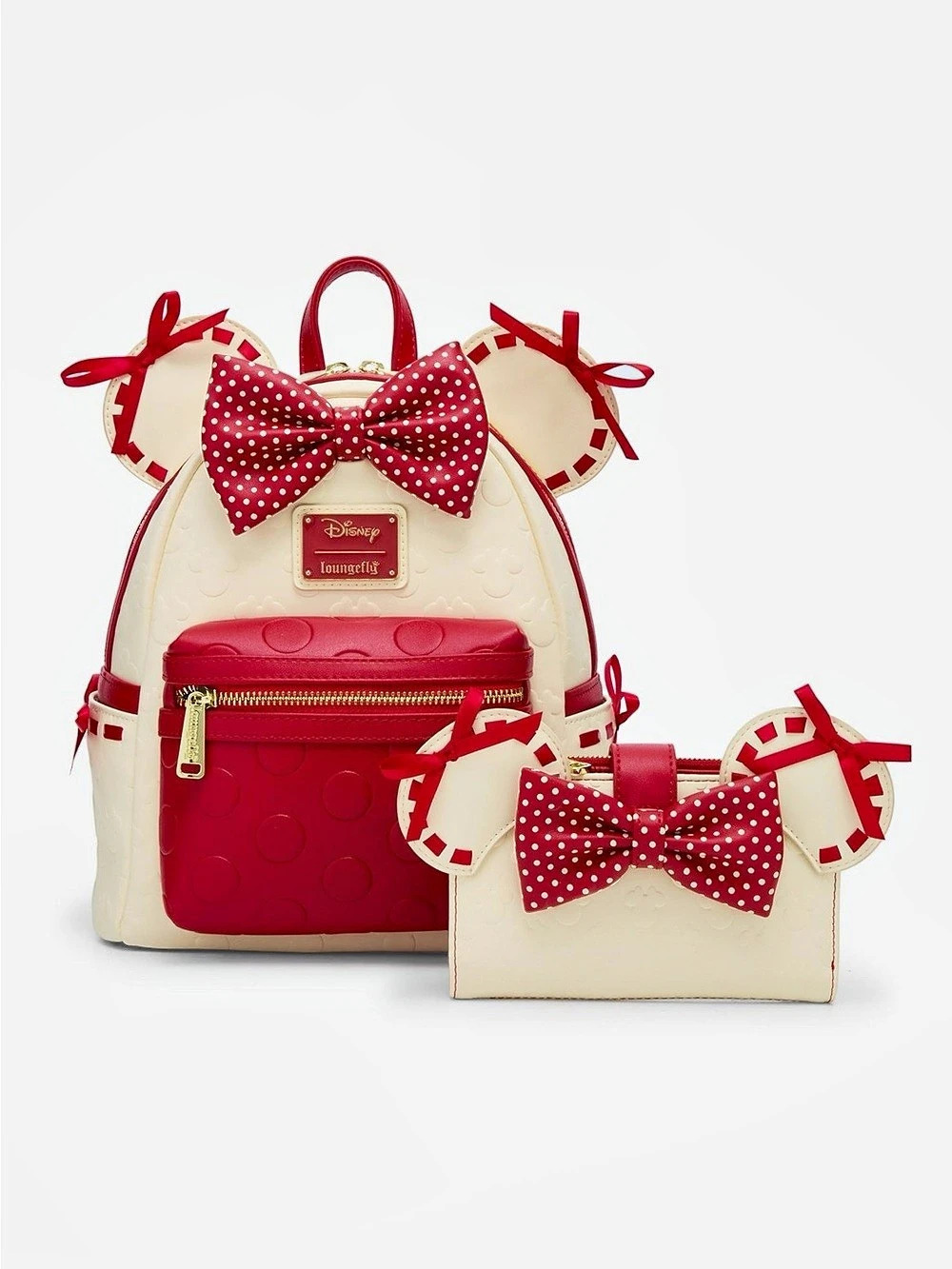Loungefly Minnie Mouse Rocks the Dots Mini Backpack & Wallet  Set Red & Cream